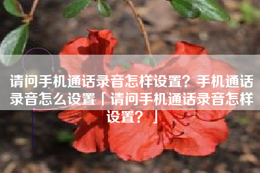 请问手机通话录音怎样设置?手机通话录音怎么设置「请问手机通话录音怎样设置?」
