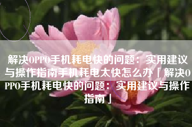 解决OPPO手机耗电快的问题：实用建议与操作指南手机耗电太快怎么办「解决OPPO手机耗电快的问题：实用建议与操作指南」